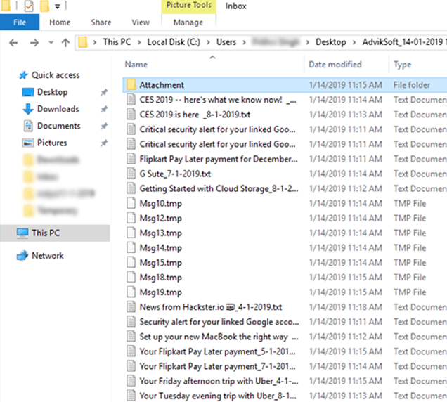 extraer todos los adjuntos de Outlook 2